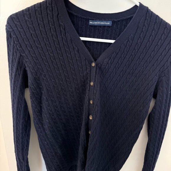Brandy Melville Navy V-Neck Cardigan - Picture 2 of 4